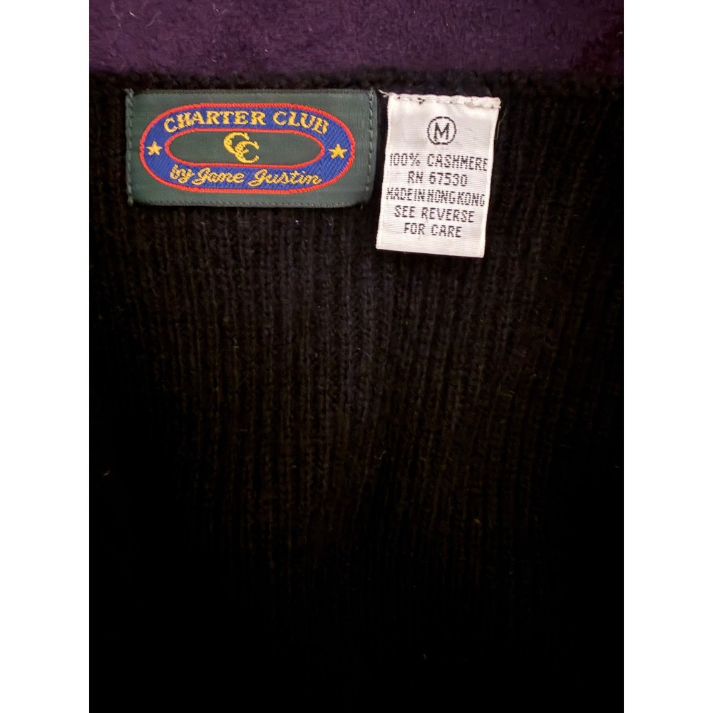 Vintage Charter Club Jane Justin 100% Cashmere Black V-Neck Tunic Sweater - Picture 4 of 4